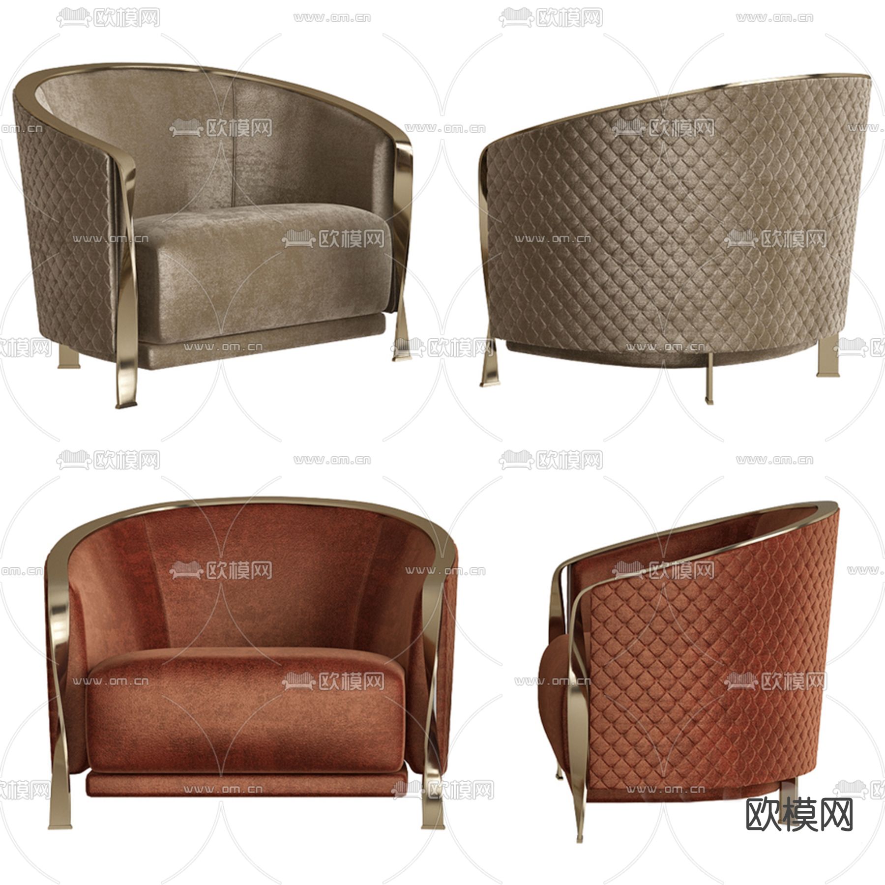欧式布艺单人沙发3d模型下载