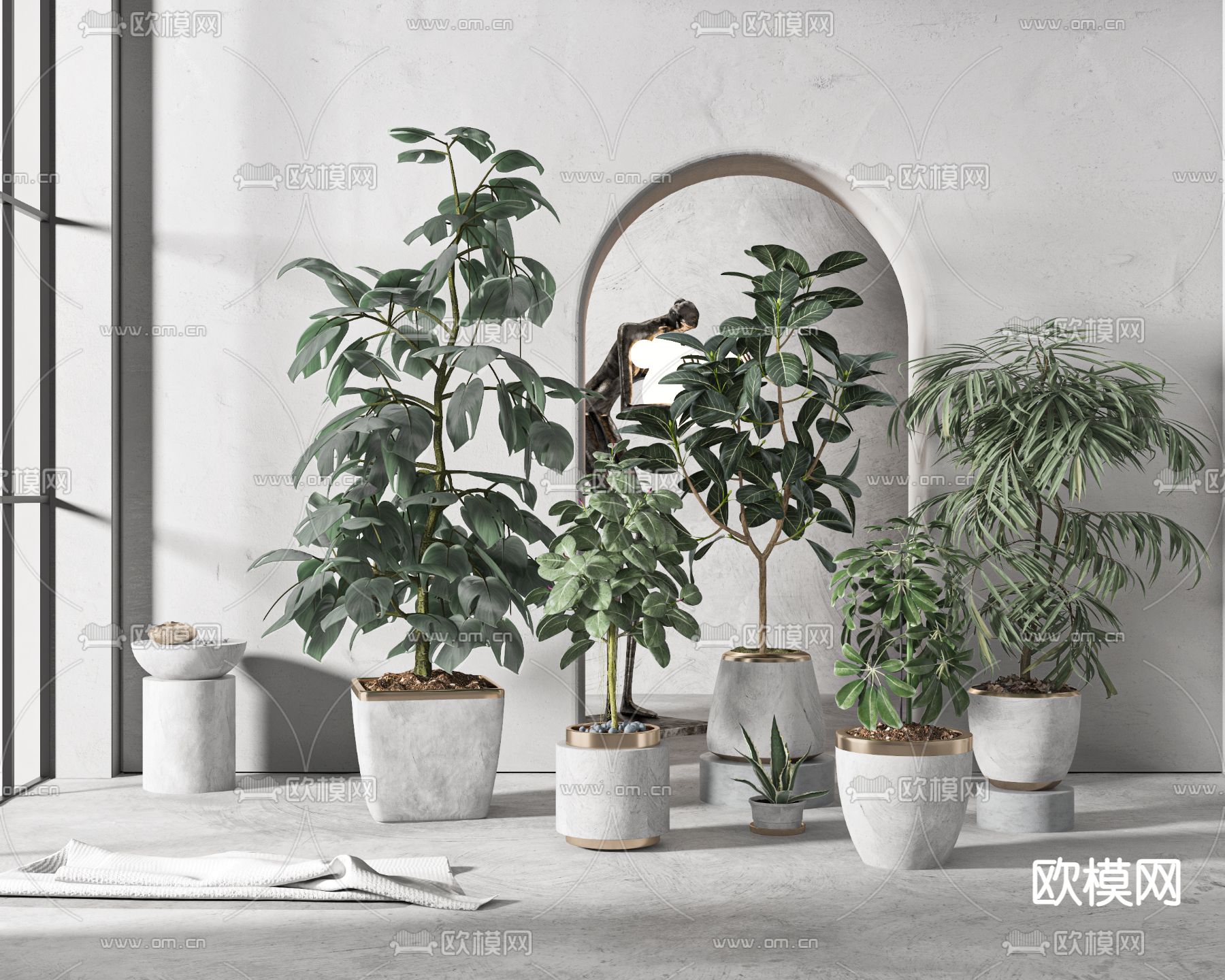 现代轻奢绿植盆栽3d模型下载