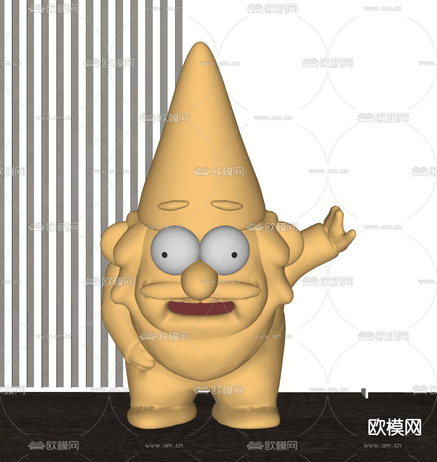 现代卡通小人潮玩雕塑su模型下载（渲染图2）