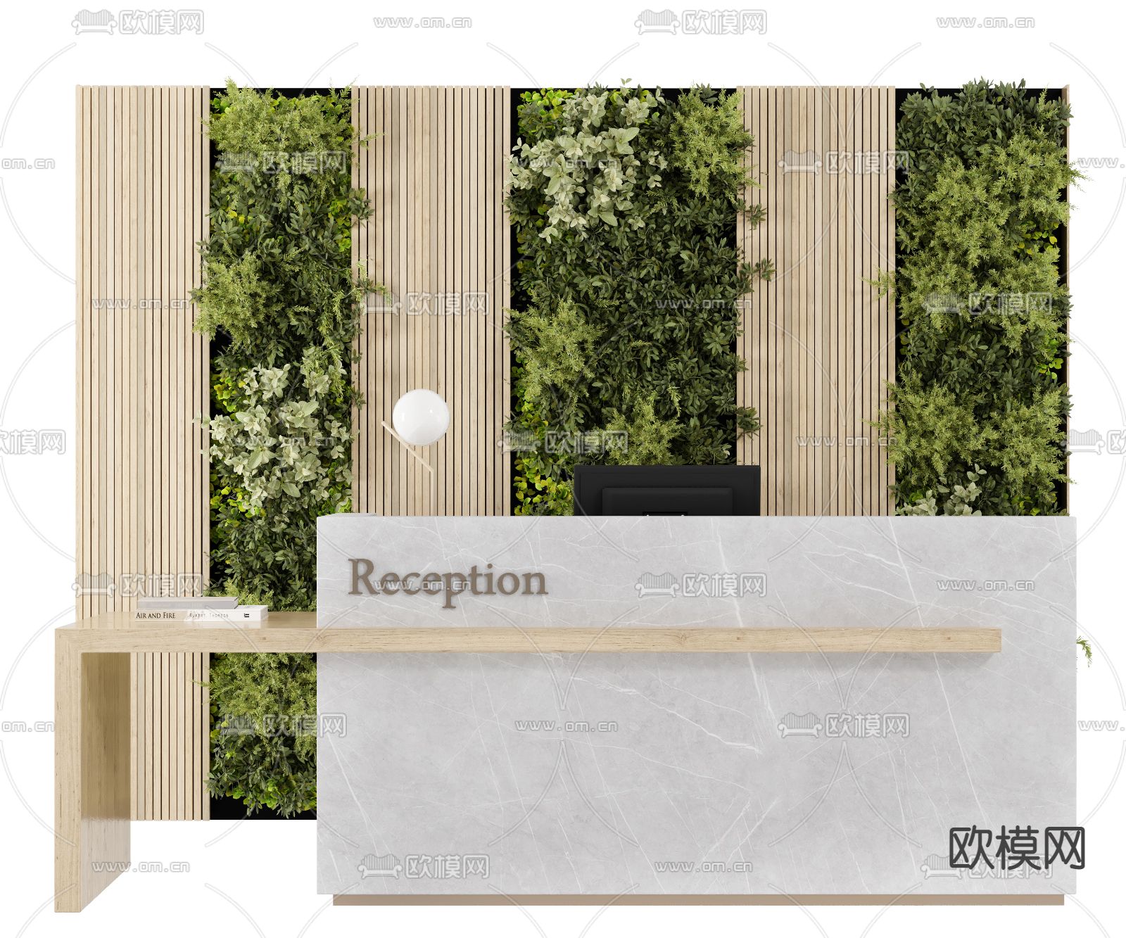 现代前台接待台3d模型下载（渲染图1）