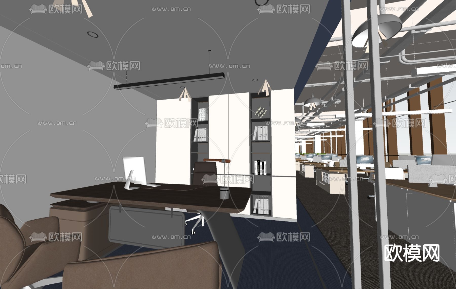 现代经理办公室su模型