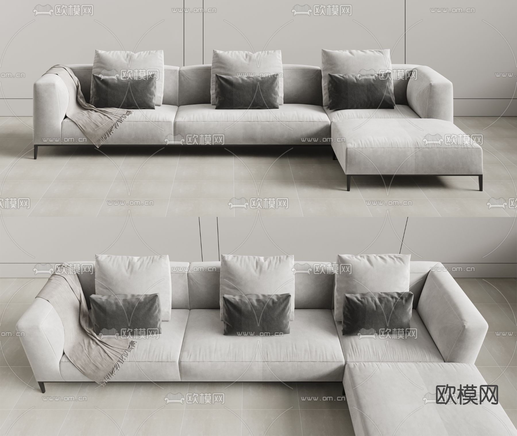 现代多人沙发su模型下载（渲染图2）