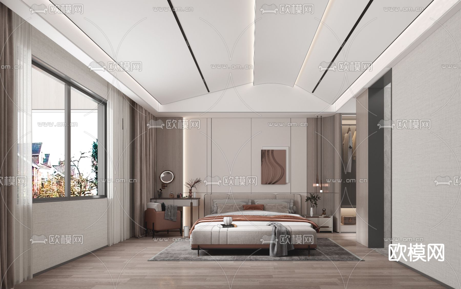 现代卧室免费3d模型下载