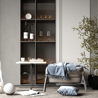  现代轻奢沙发凳su模型 