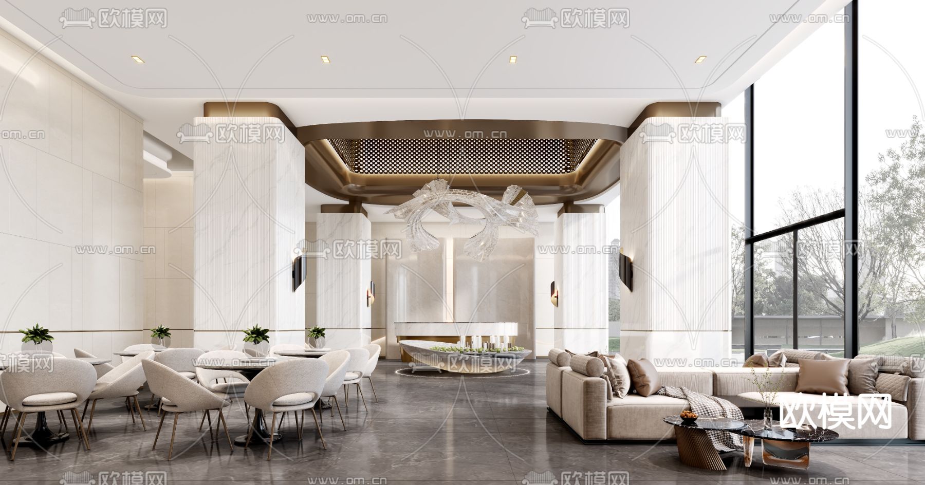 新中式售楼处3d模型下载（渲染图2）