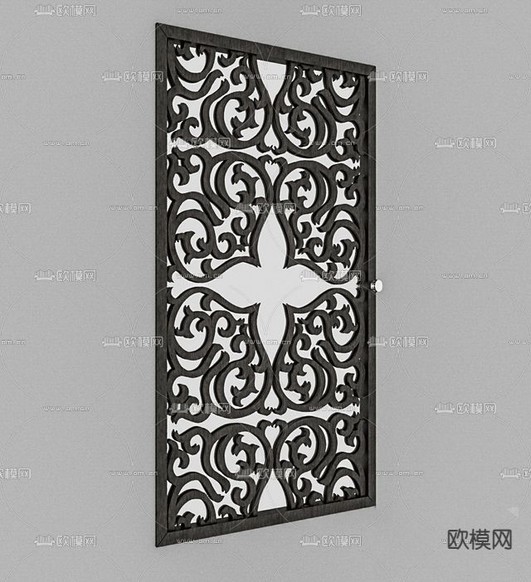 中式镂空屏风免费3d模型下载