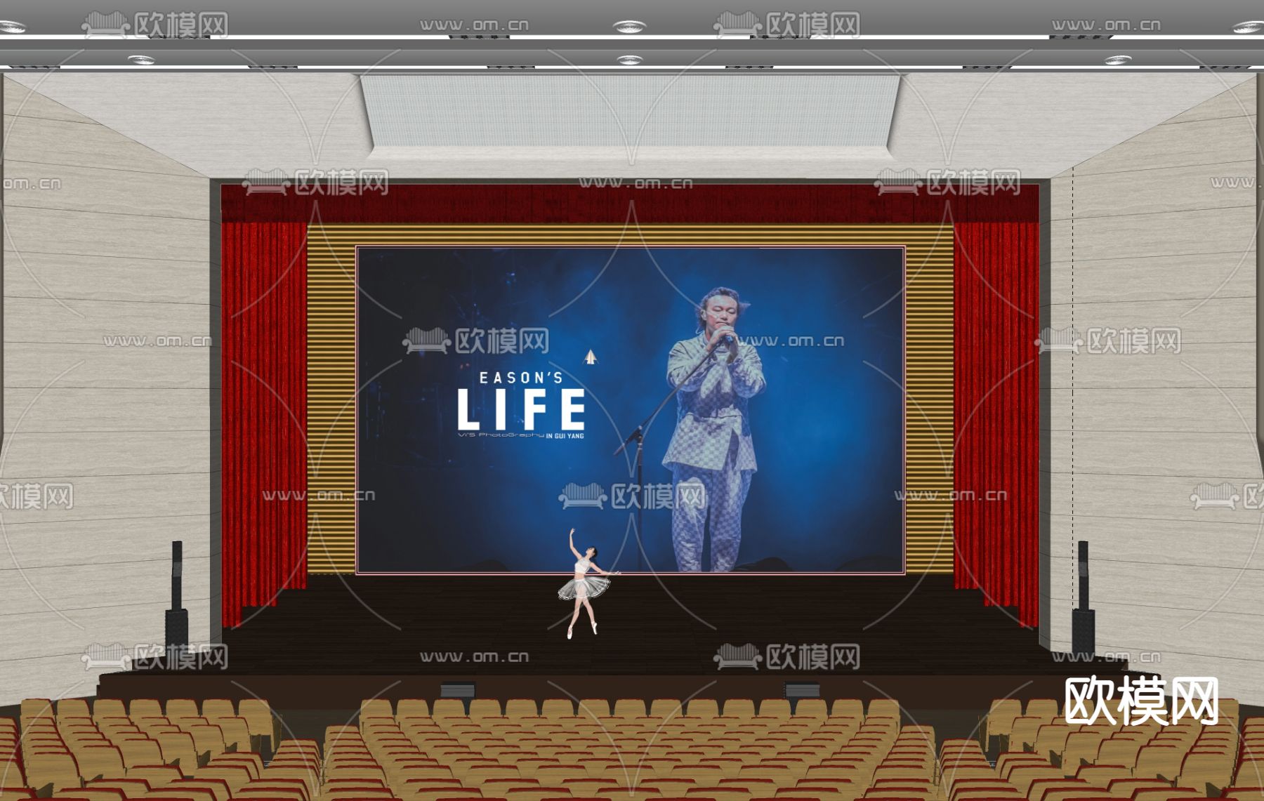 现代大剧院演艺厅su模型