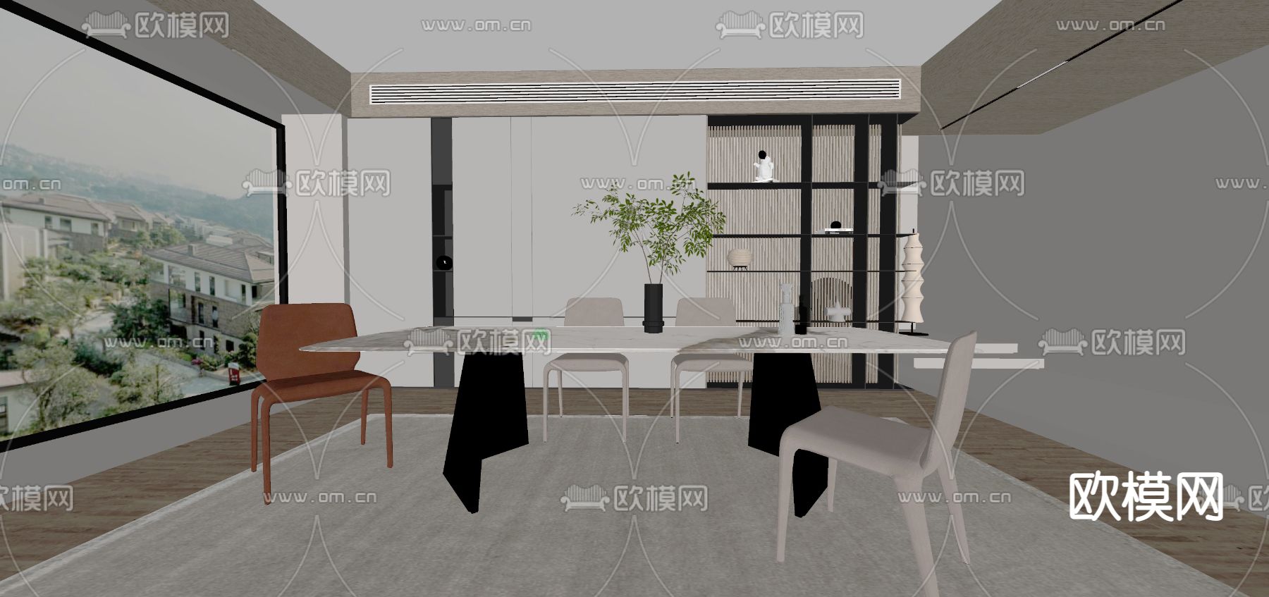 现代餐厅su模型下载_ID12089812_sketchup模型下载-欧模网