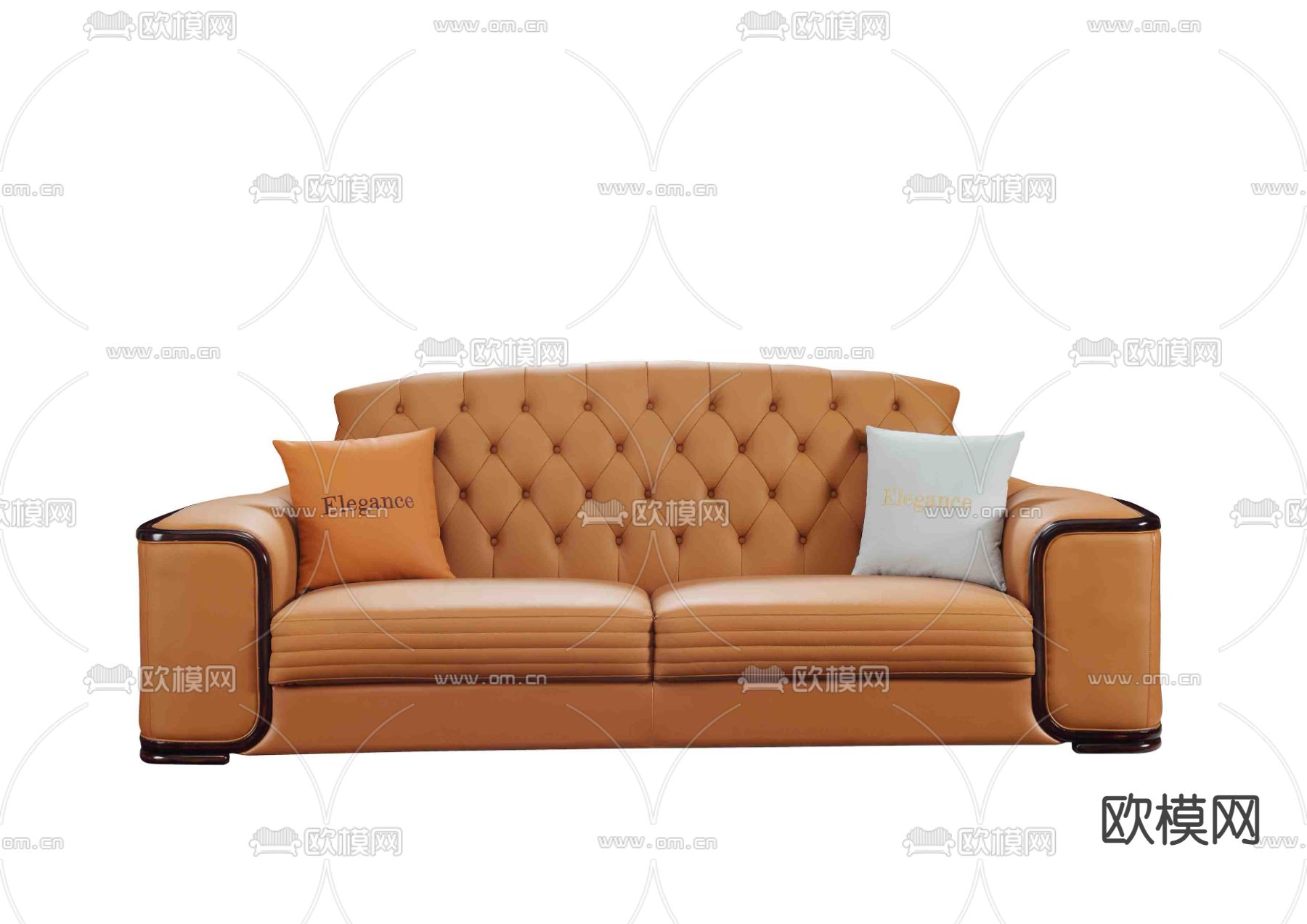 现代橘色组合沙发免费3d模型下载（渲染图2）