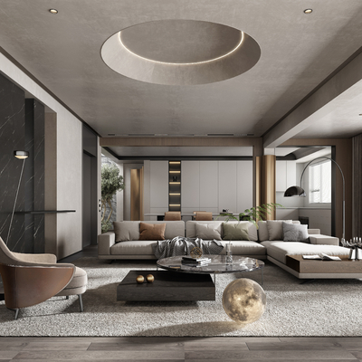  Minotti 现代客厅su模型 