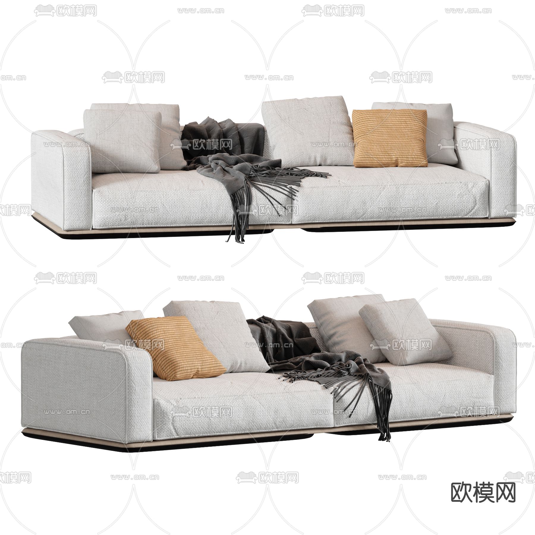 Minotti 现代白色双人沙发3d模型下载