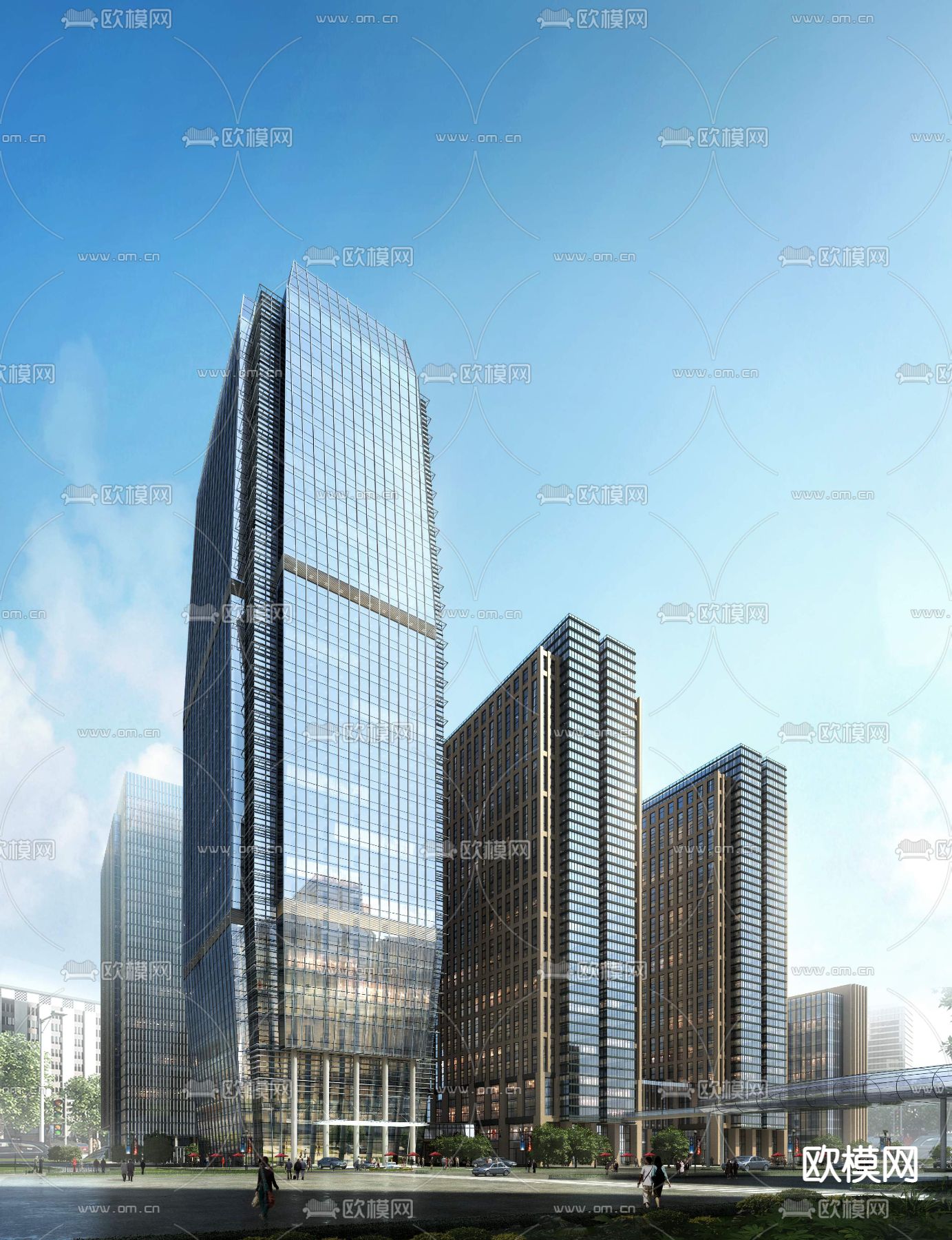 现代办公楼建筑外观psd下载