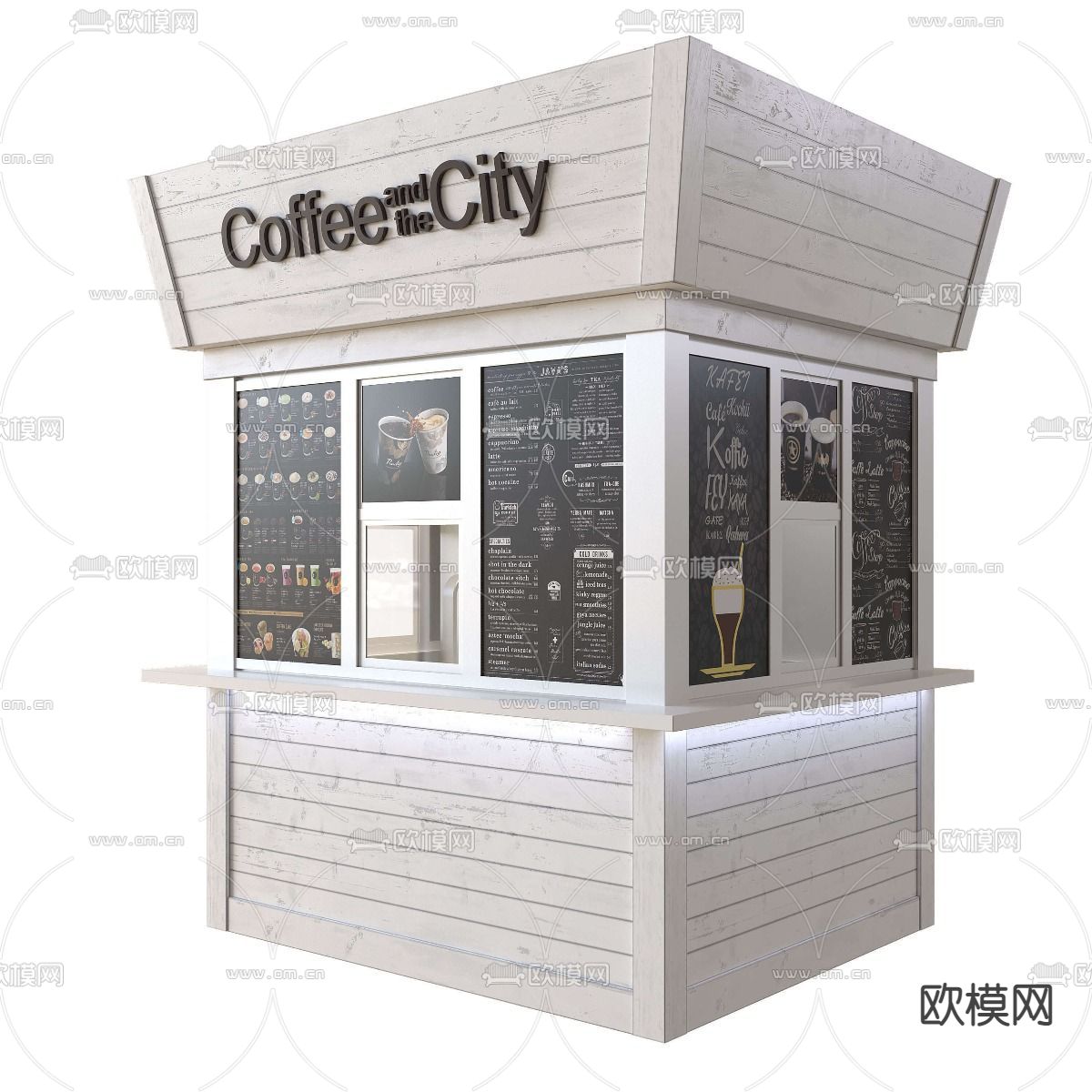 现代小型移动咖啡厅3d模型下载（渲染图1）