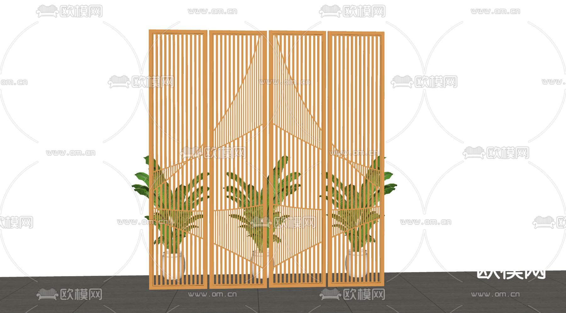 现代轻奢隔断屏风su模型下载（渲染图2）