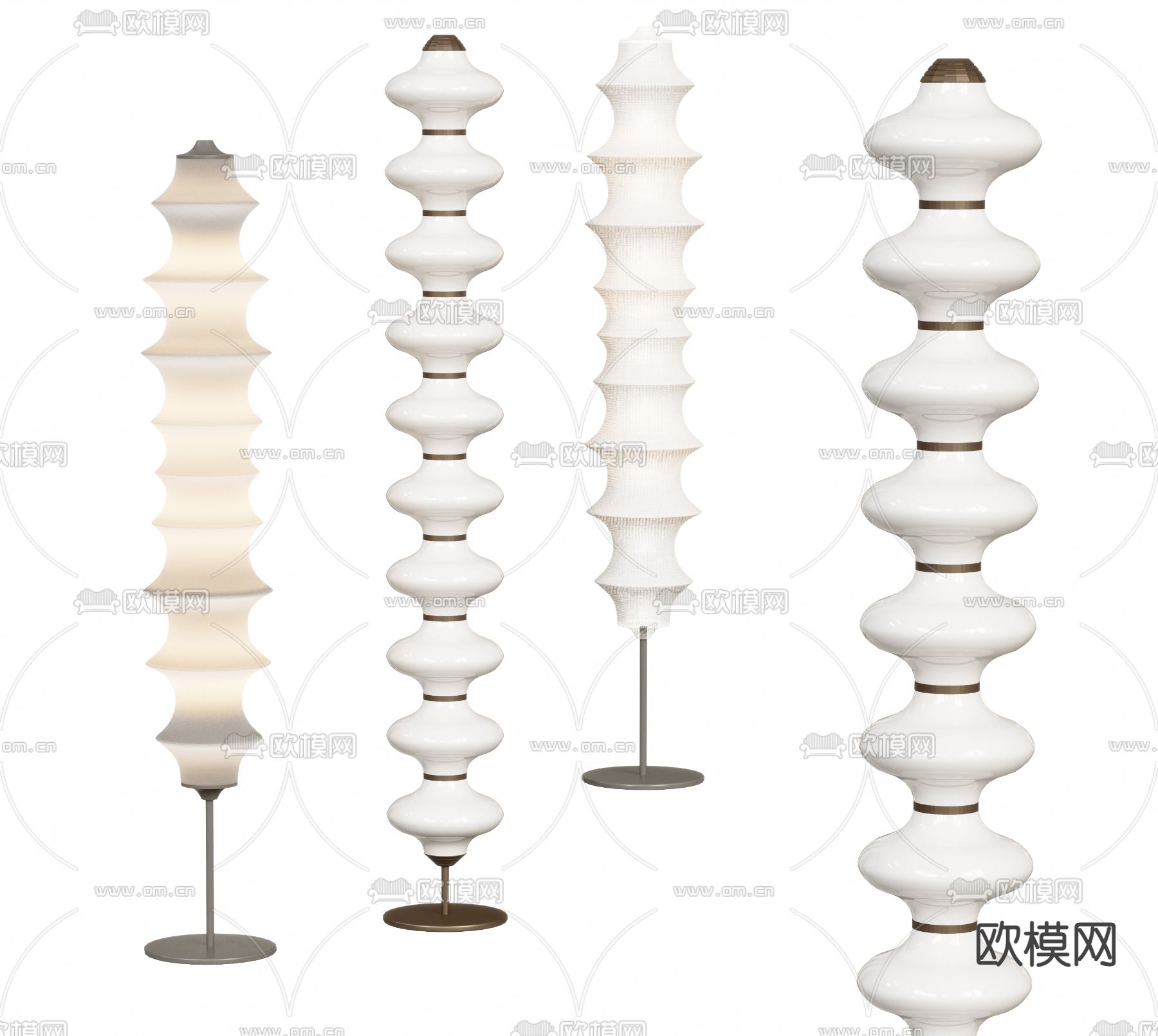 现代奶油白落地灯3d模型下载