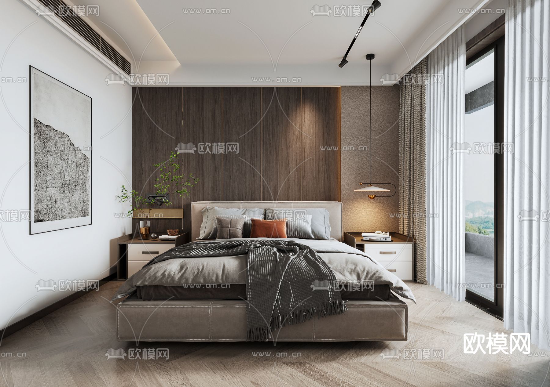 现代卧室主人房免费3d模型下载