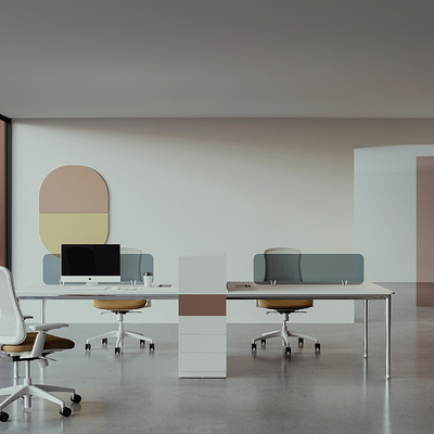  现代屏风卡位办公桌椅su模型 