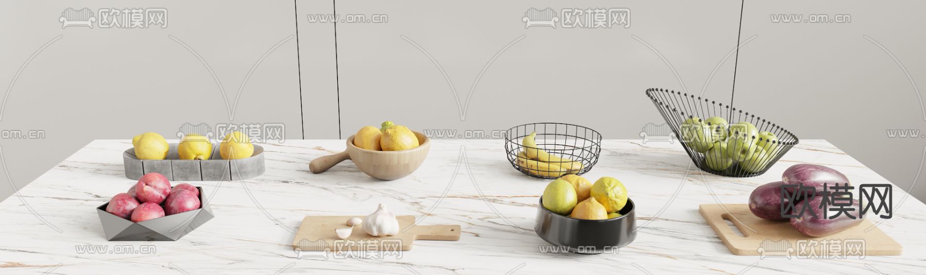 果盘水果蔬菜su模型下载（渲染图1）