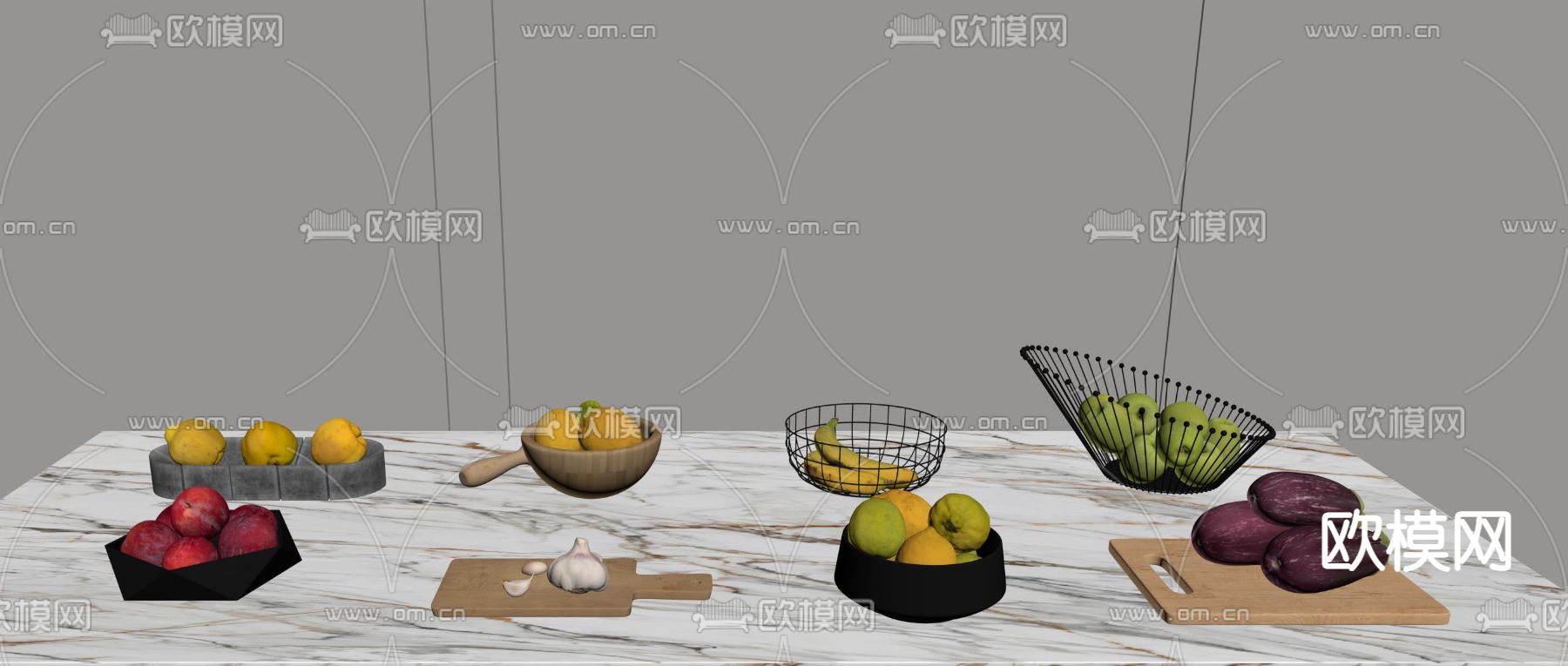 果盘水果蔬菜su模型下载（渲染图2）
