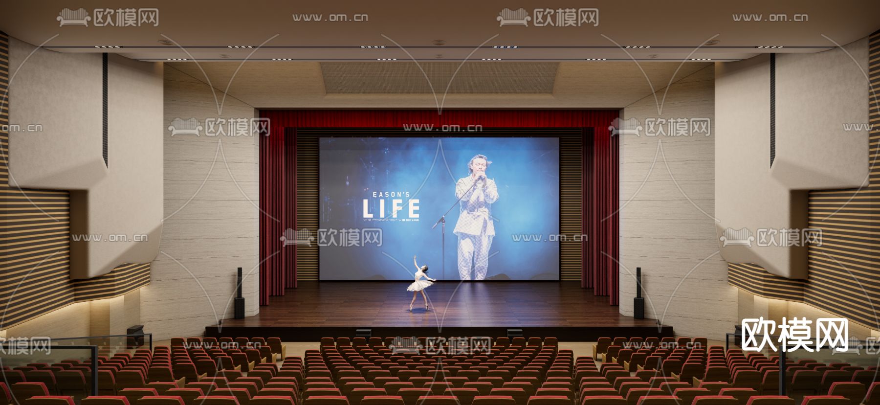 现代大剧院演艺厅su模型