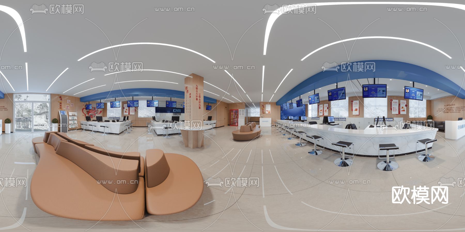 现代政务办公大厅cr全景3d模型下载_ID12090463_3dmax免费模型-欧模网
