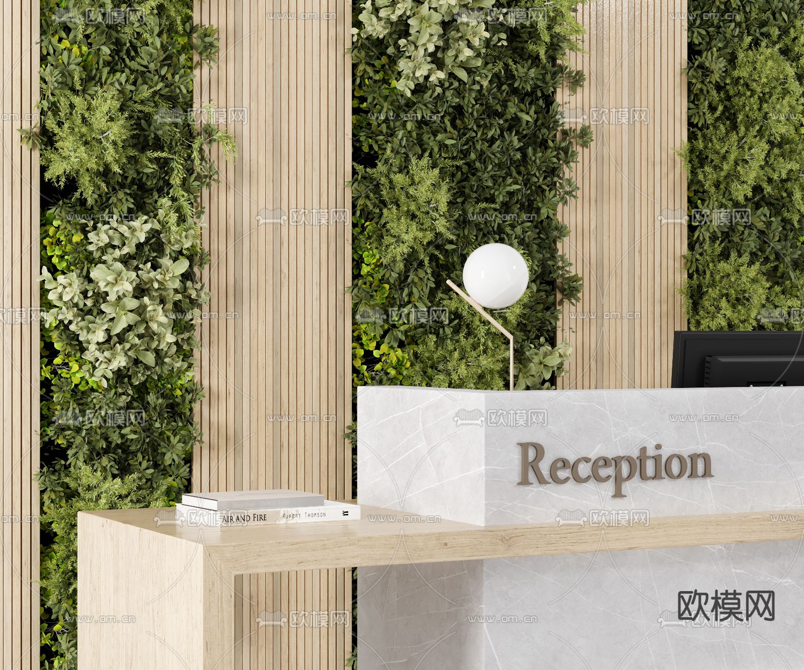 现代前台接待台3d模型下载（渲染图2）