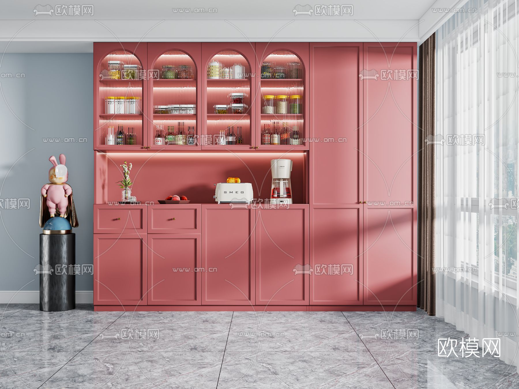 简欧装饰柜3d模型下载