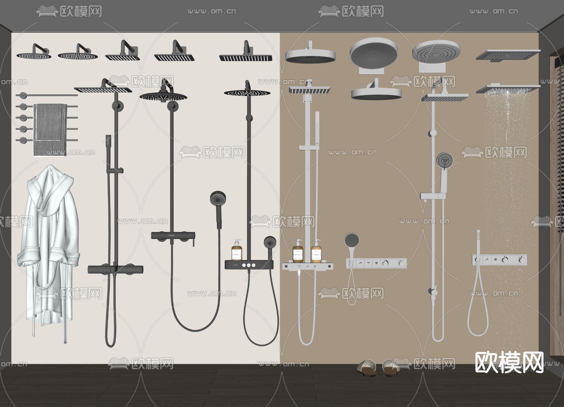 现代淋浴花洒花洒喷头卫浴用品su模型下载（渲染图2）