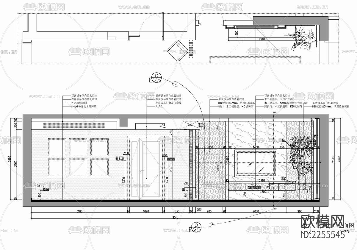 130㎡家装大平层cad施工图下载（渲染图6）