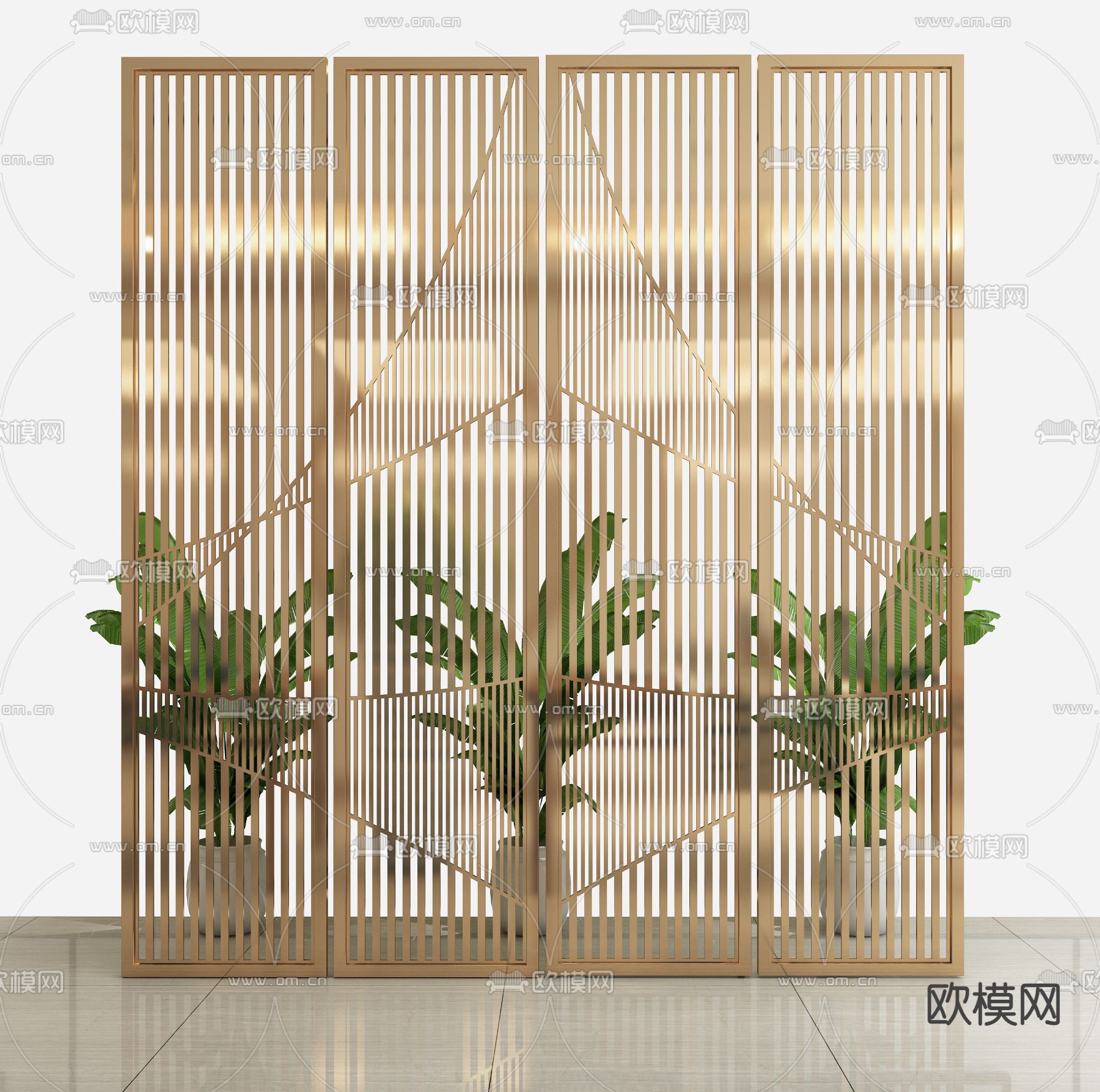 现代轻奢隔断屏风su模型下载（渲染图1）