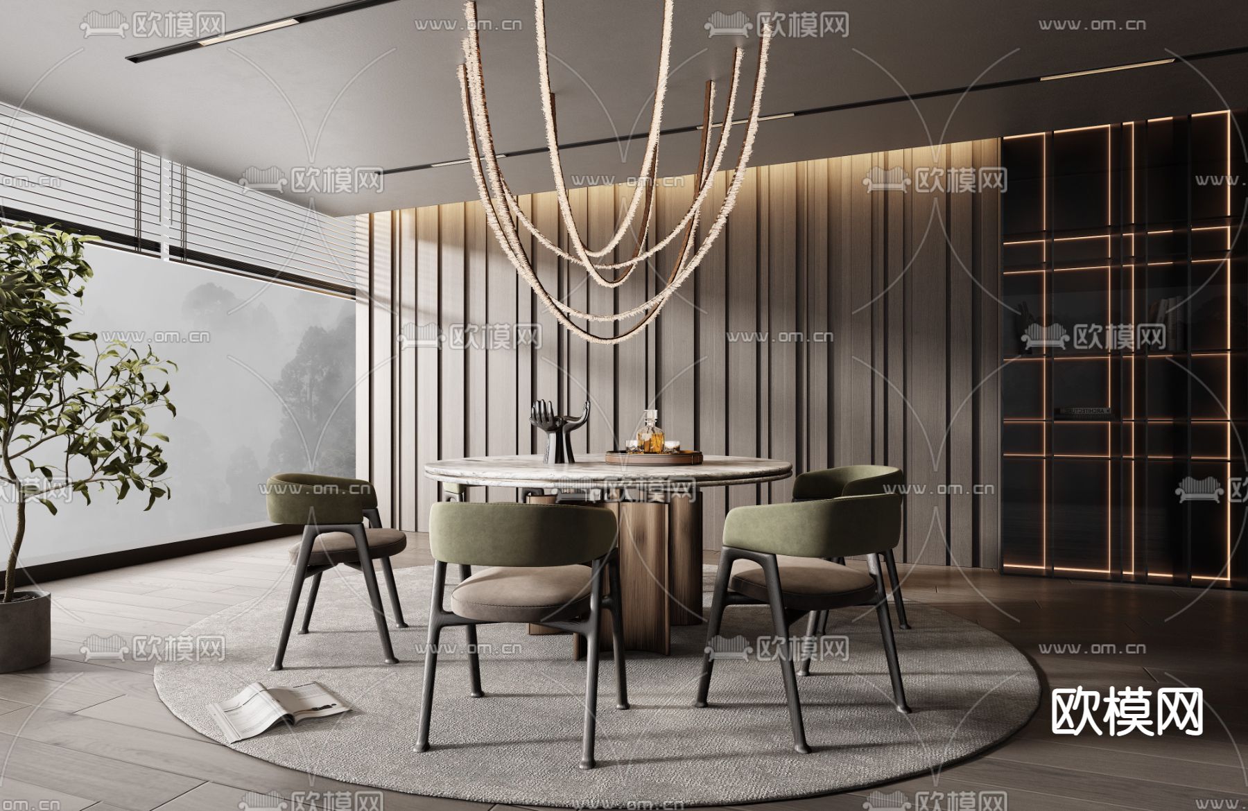 Minotti 现代餐厅su模型下载（渲染图1）