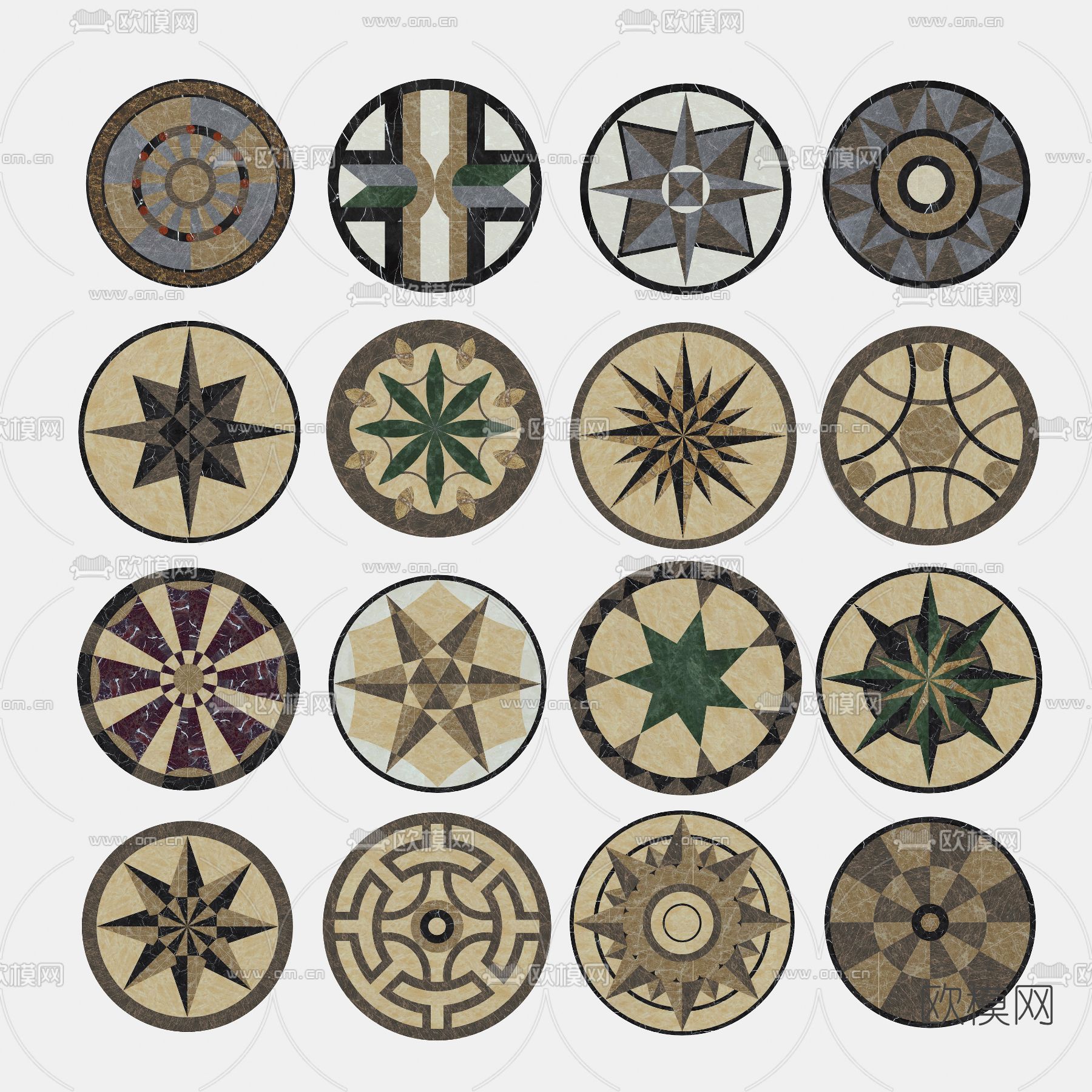 现代地砖拼花3d模型下载