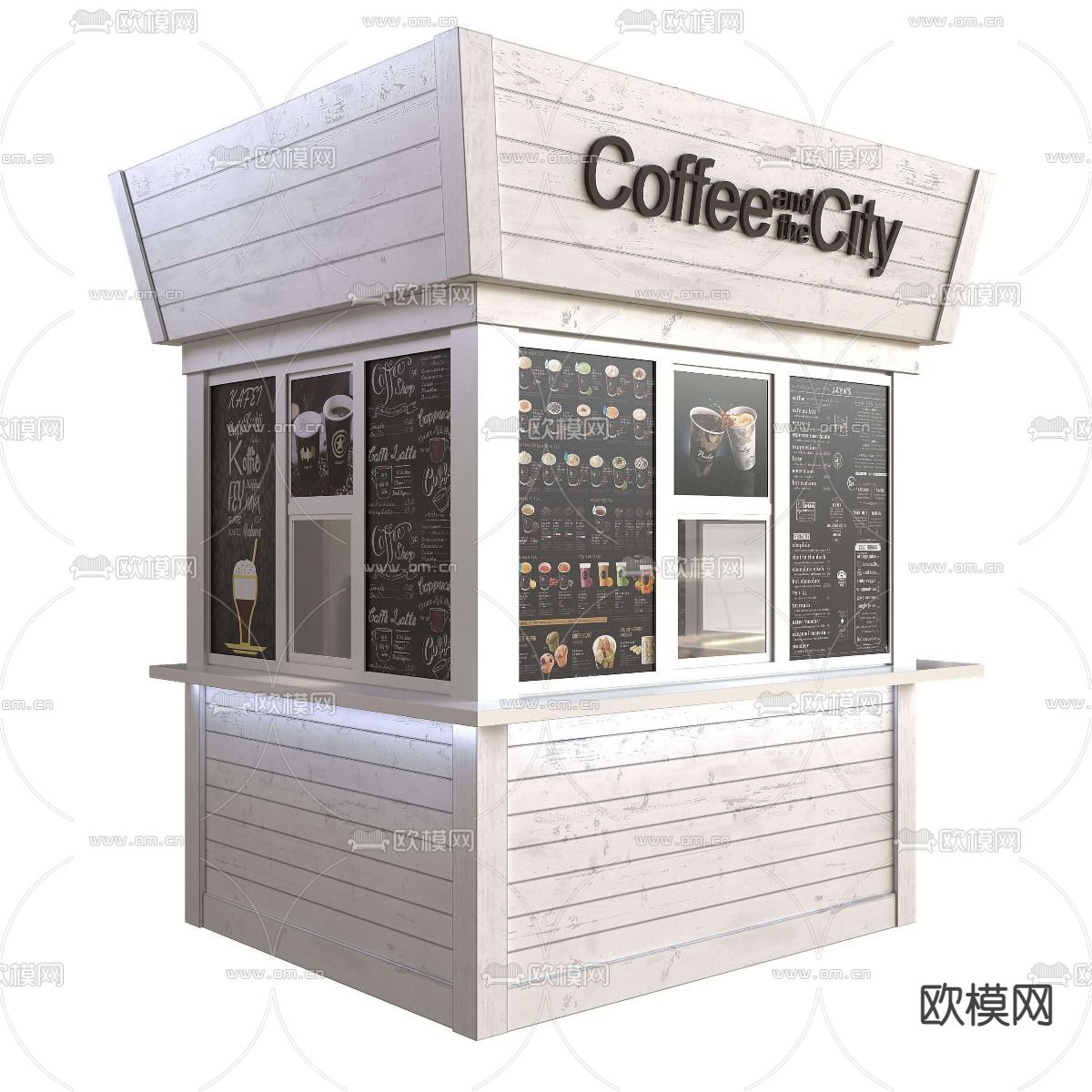 现代小型移动咖啡厅3d模型下载（渲染图2）