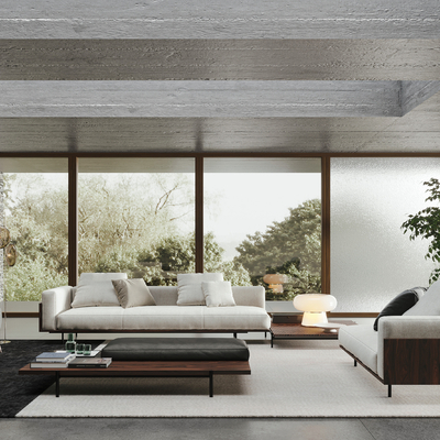  Minotti Brasilia 现代沙发茶几组合su模型 