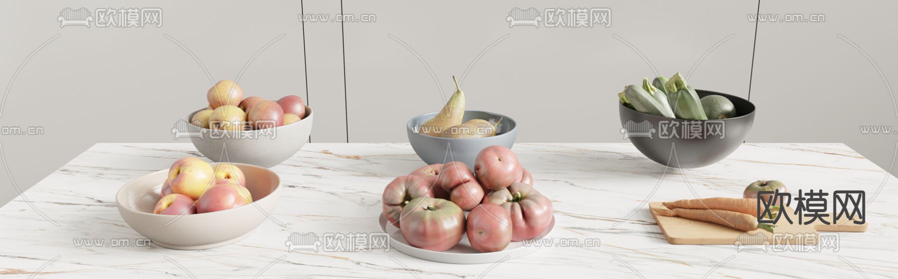 果盘水果蔬菜su模型下载（渲染图1）
