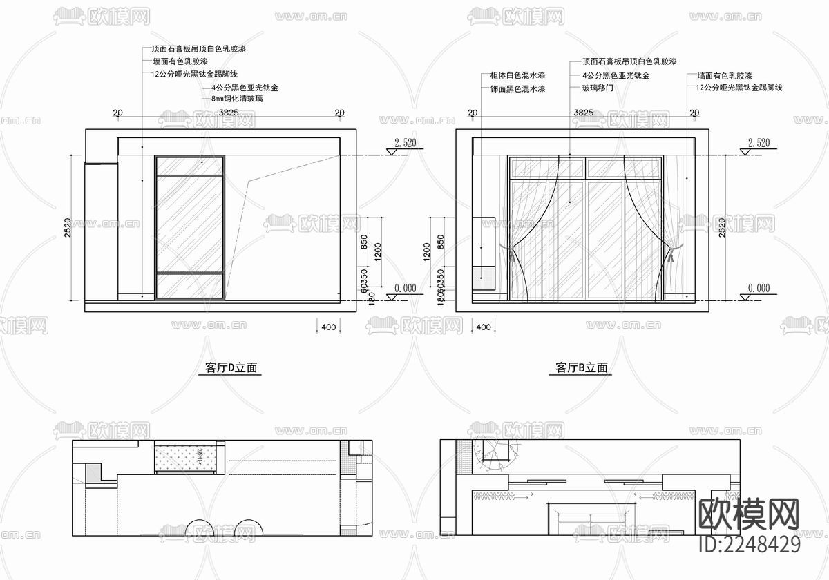 160㎡家装大平层cad施工图下载（渲染图8）