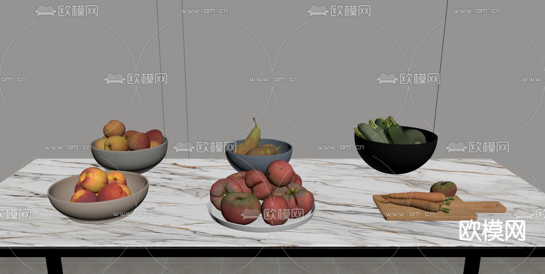 果盘水果蔬菜su模型下载（渲染图2）