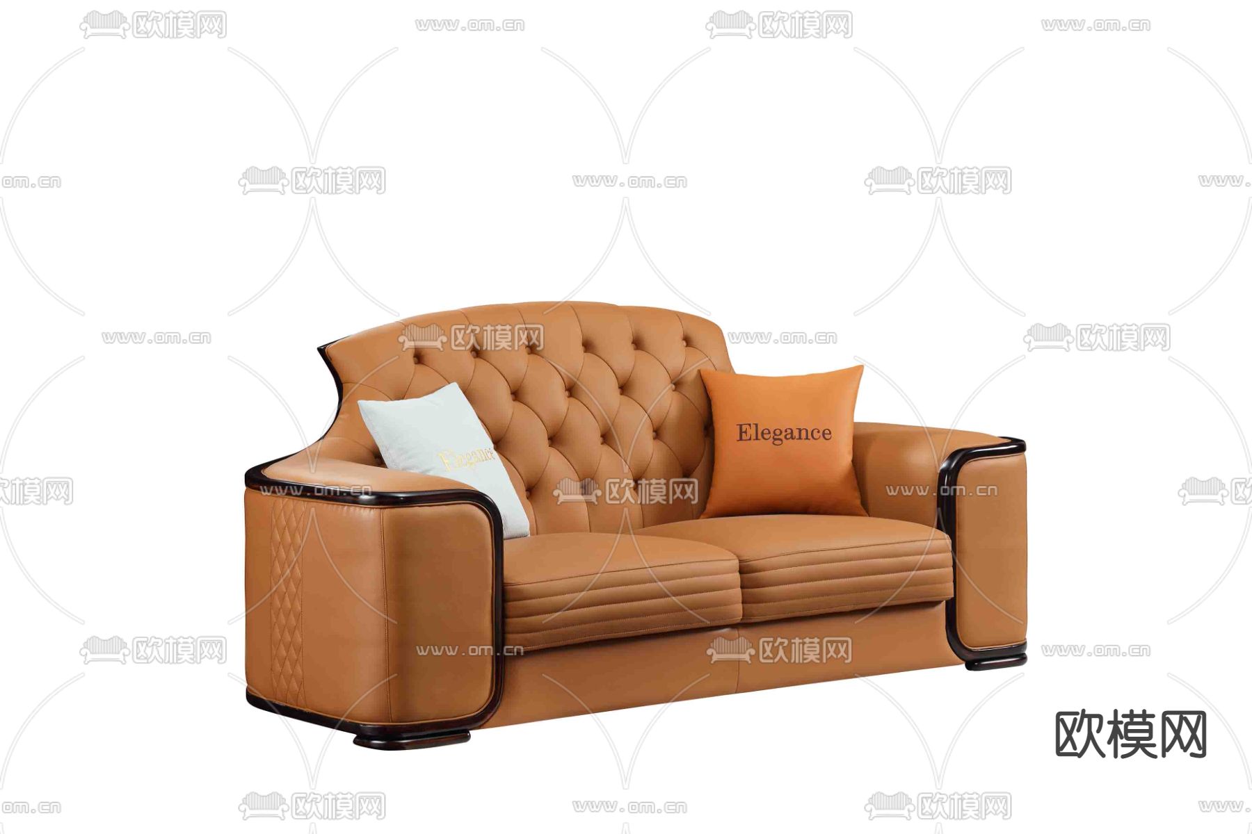 现代橘色组合沙发免费3d模型下载（渲染图3）