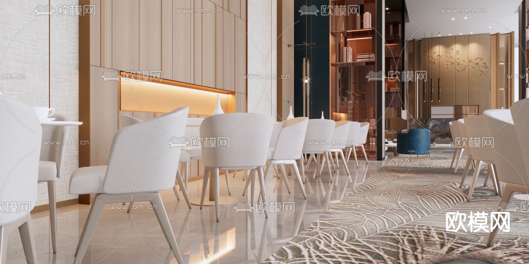 新中式酒店大堂su模型下载（渲染图2）