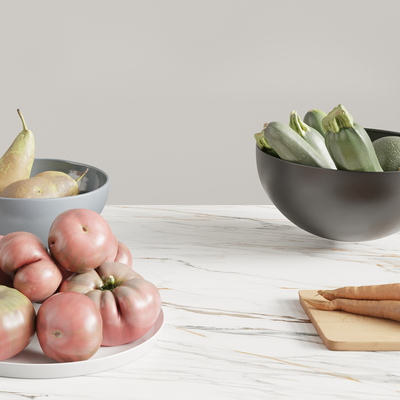  果盘水果蔬菜su模型 