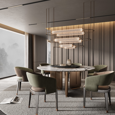  Minotti 现代餐厅su模型 