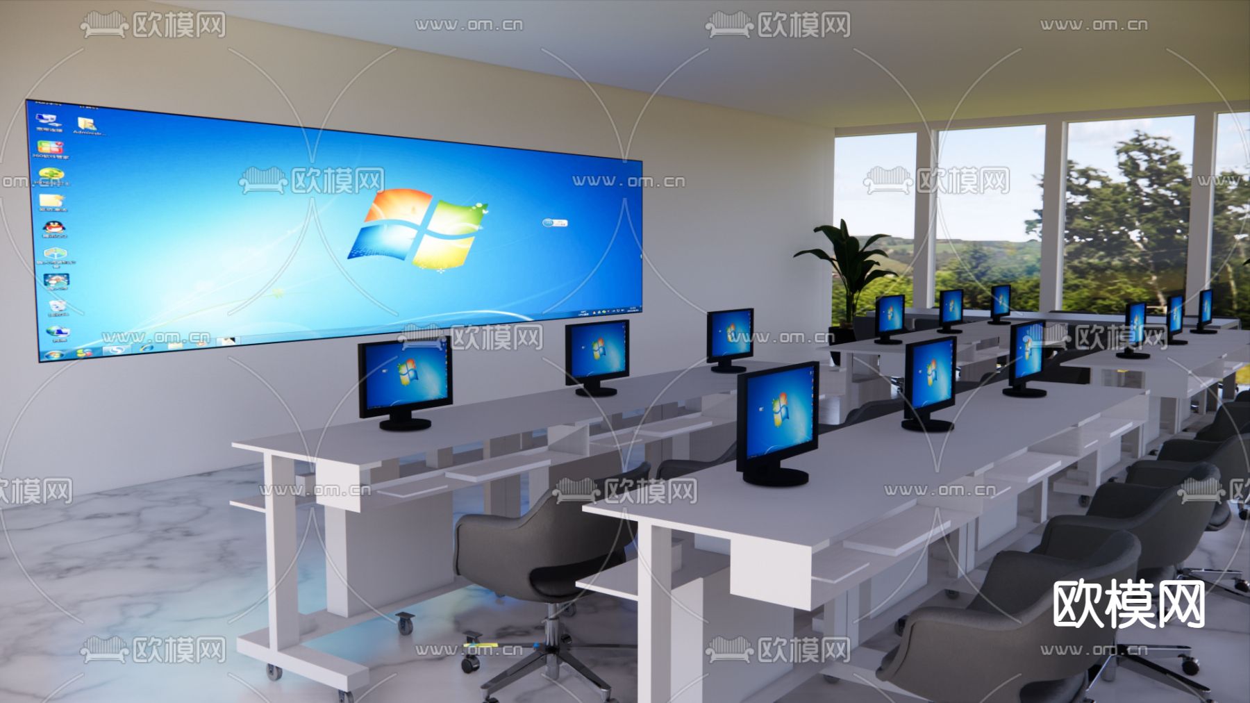 现代监控指挥中心su模型
