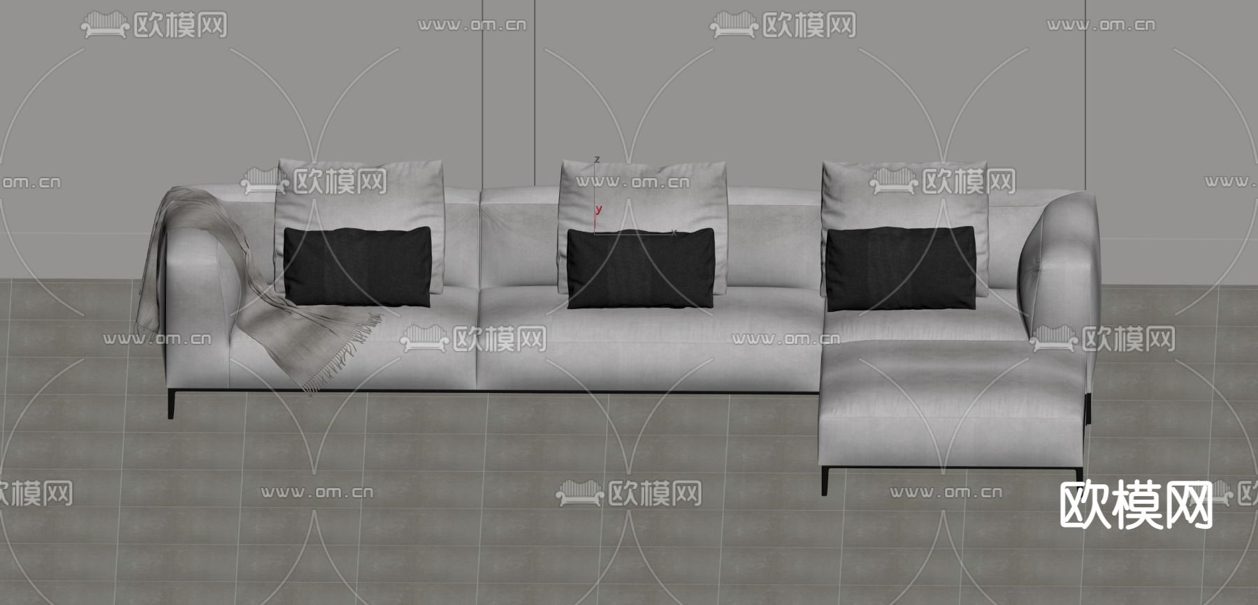 现代多人沙发su模型下载（渲染图1）