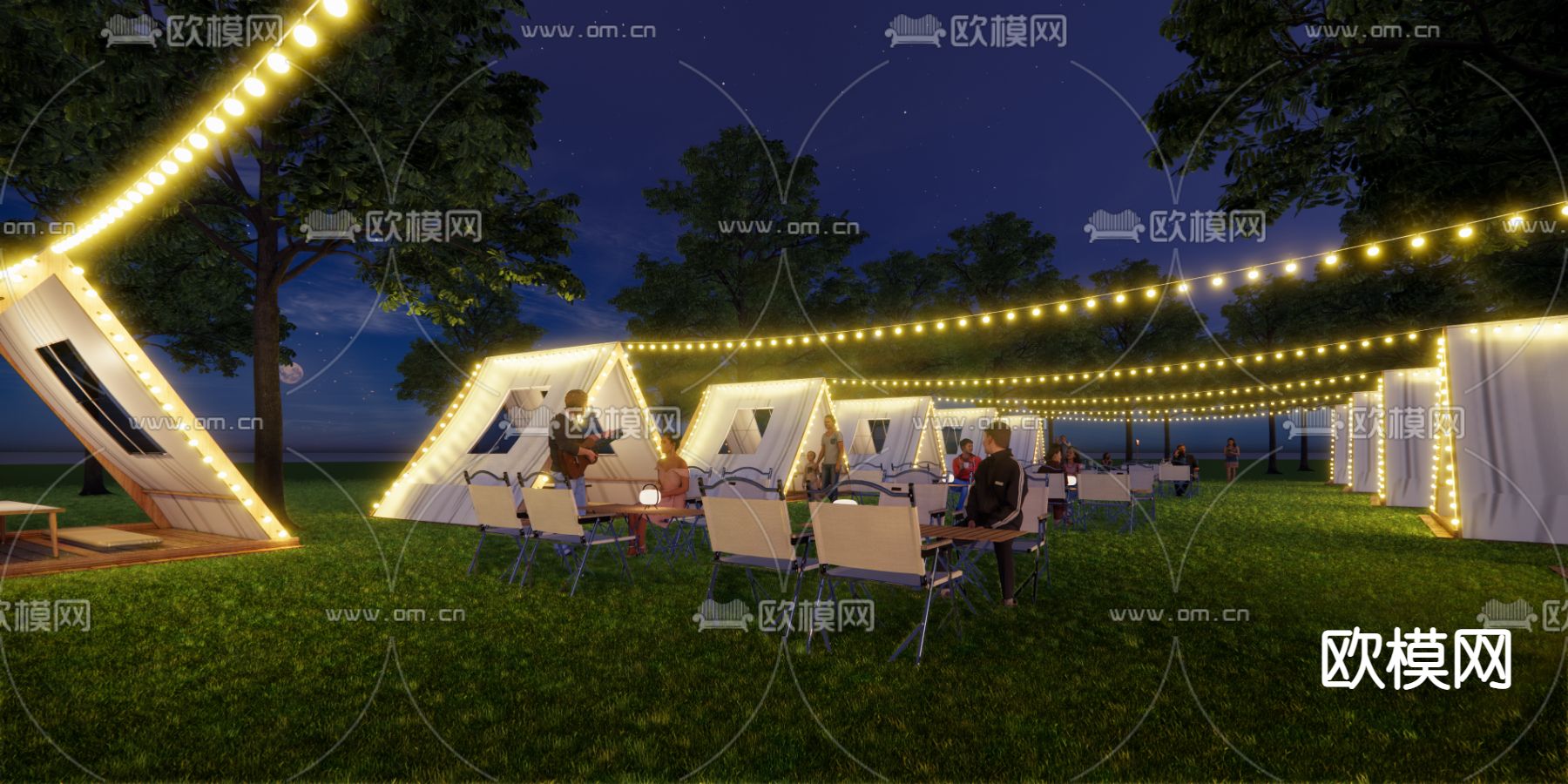 现代露营帐篷su模型下载（渲染图2）