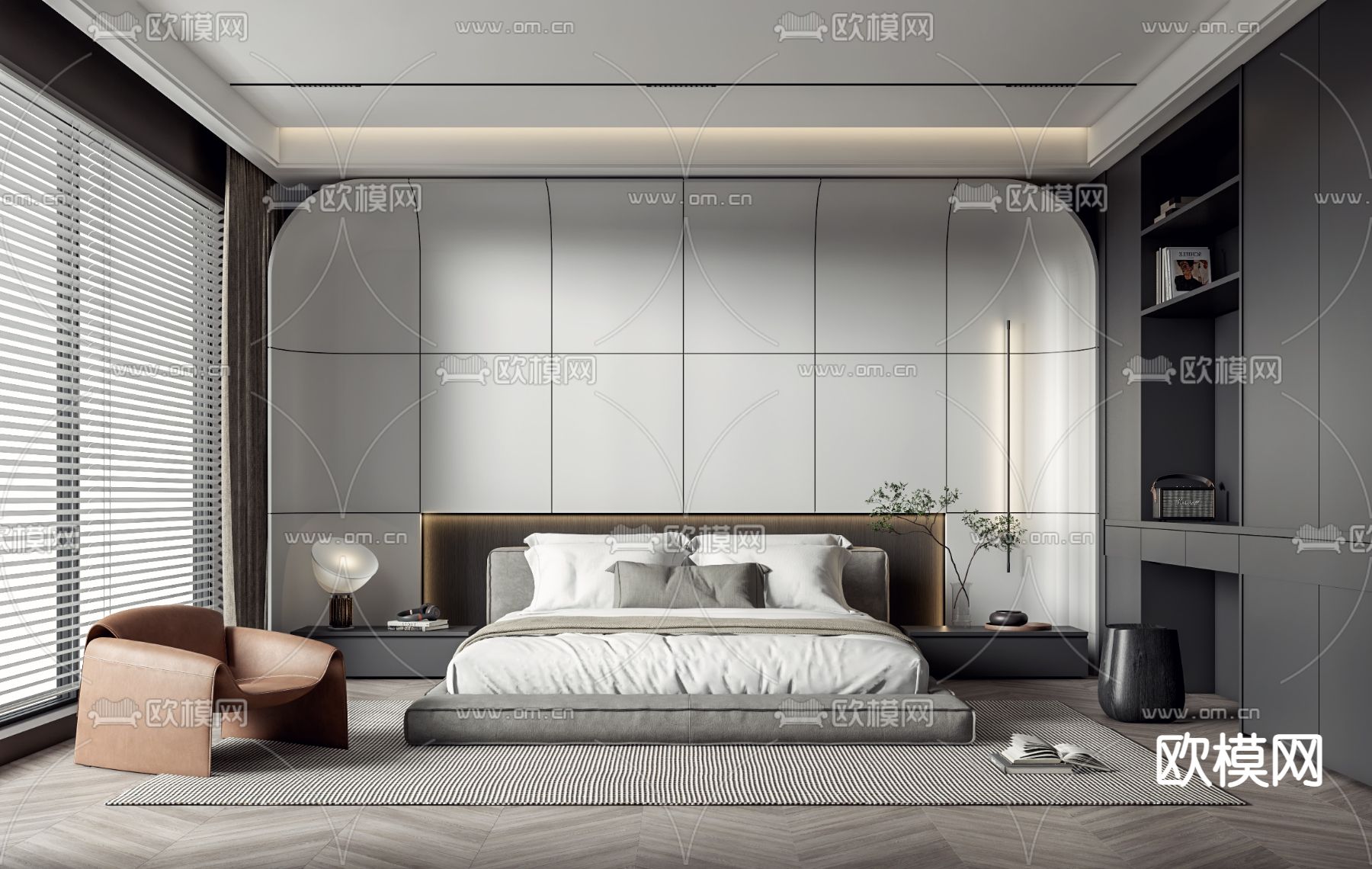 现代卧室主人房su模型