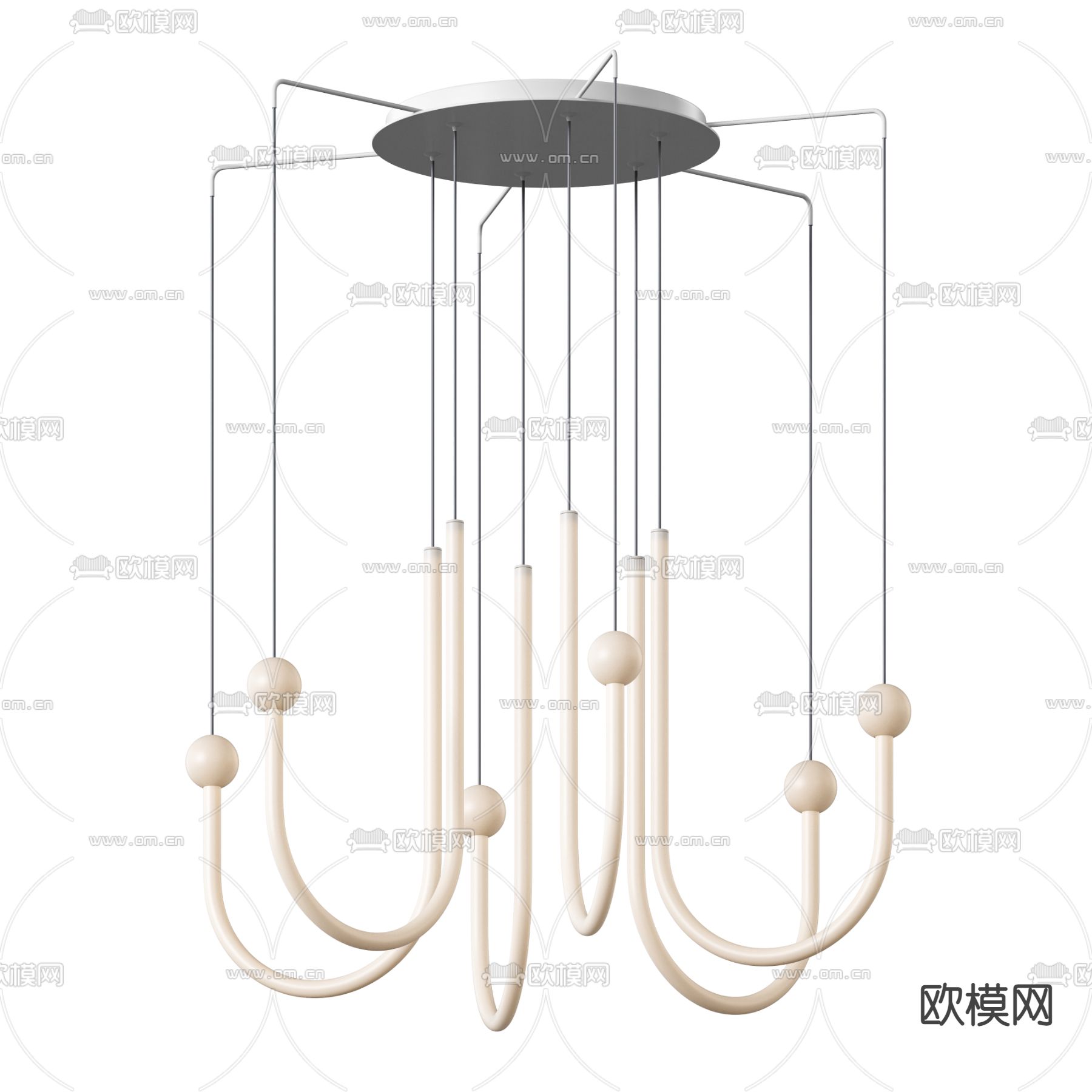 侘寂风点弦吊灯su模型下载（渲染图1）