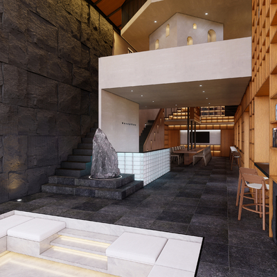  现代民宿酒店接待中心su模型 