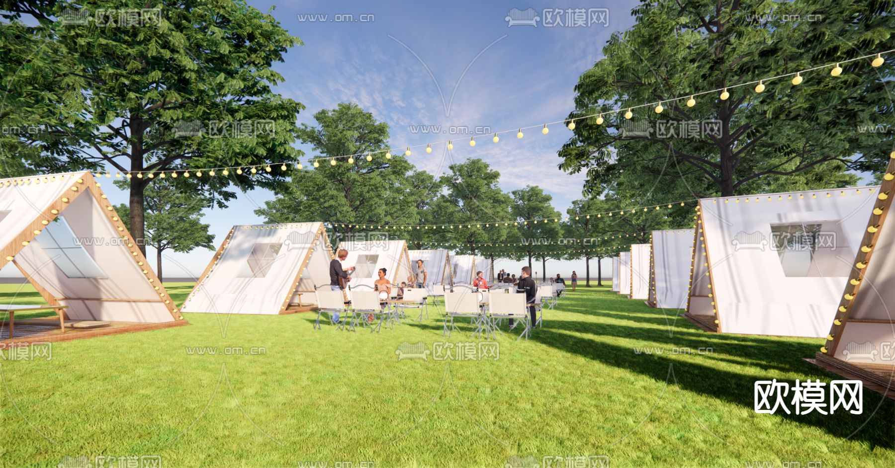 现代露营帐篷su模型下载（渲染图1）