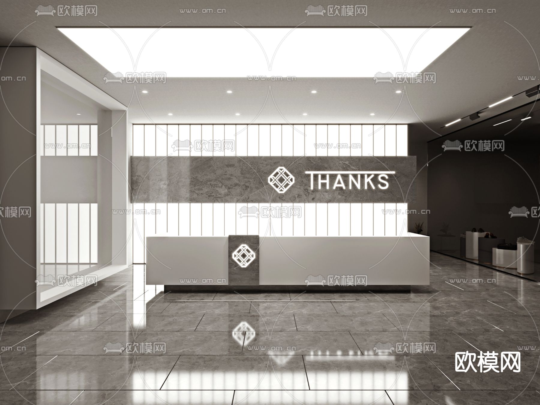 现代公司前台接待3d模型下载_ID12087812_3dmax免费模型-欧模网