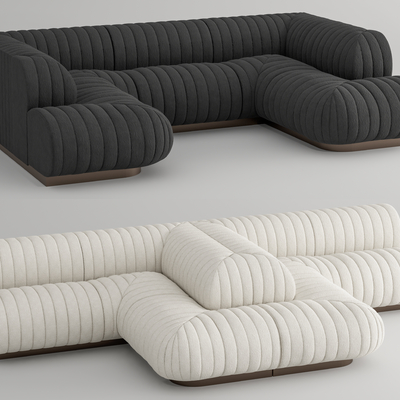  现代卡座多人沙发su模型 